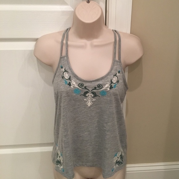 MUDD  Sexy Little Gray Tank Top w/ Floral Trim (S) - Picture 4 of 6